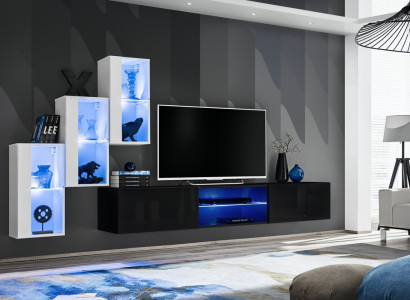 Wohnwand Luxus Möbel Komplett Set Designer Modern Einrichtung 3x Wandschrank